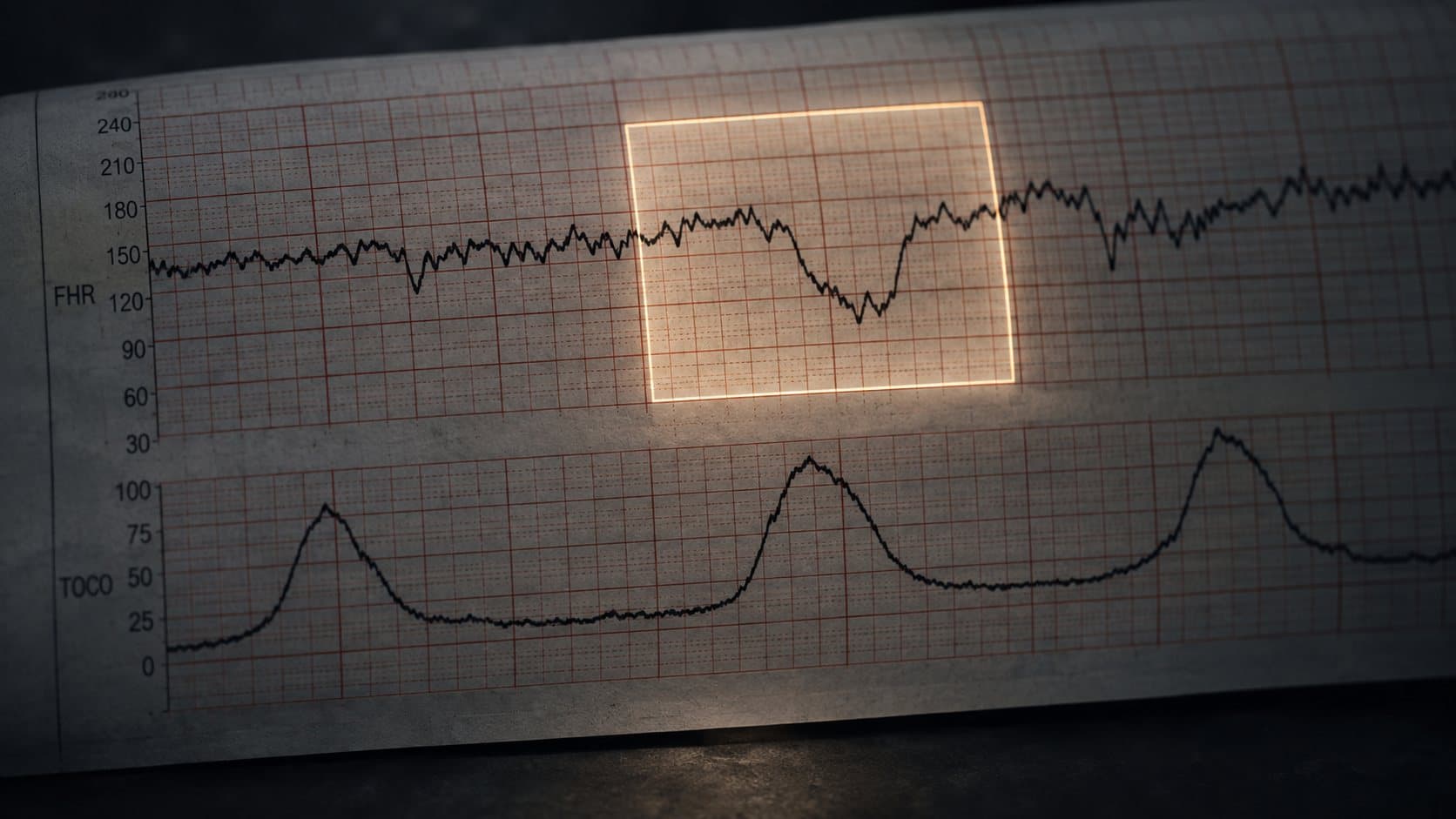 Fetal heart-rate monitoring strip